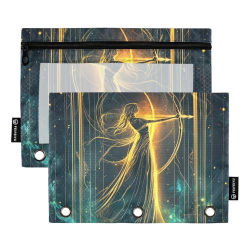 Schütze, kosmisches Tarot-Ordner, Taschenmappe, weiches Federmäppchen für 3 Ringe, Ordner, Etui mit 3 Ringen für Untersuchung, Schreibwaren von KLL