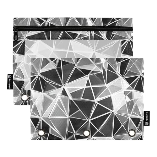 Schwarz-weißes geometrisches Muster, Bindertasche, weiches Federmäppchen für 3-Ring-Ordner mit 3 Löchern für Untersuchung, Aufbewahrungsbehälter Schwarz-weißes geometrisches Muster, Bindertasche, weiches Federmäppchen für 3-Ring-Ordner mit 3 Löchern für Untersuchung, Aufbewahrungsbehälter von KLL