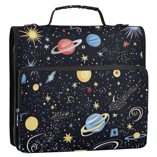 Space Starry Sky Cosmic Planet 3,8 cm 3-Ring-Reißverschluss-Mappe mit Griff, leicht zu transportieren, Portfolio mit Reißverschluss, für Schule/Büro, Carpeta del organizador Space Starry Sky Cosmic Planet 3,8 cm 3-Ring-Reißverschluss-Mappe mit Griff, leicht zu transportieren, Portfolio mit Reißverschluss, für Schule/Büro, Carpeta del organizador von KLL