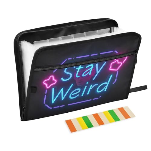 Stay Weird Style Schnellhefter mit 13 Fächern, A4, Briefgröße mit Reißverschluss, für Bürobedarf, Organizer, Fächermappe, Carpeta de Stay Weird Style Schnellhefter mit 13 Fächern, A4, Briefgröße mit Reißverschluss, für Bürobedarf, Organizer, Fächermappe, Carpeta de von KLL
