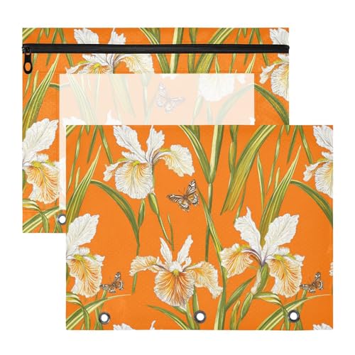 Stiftebox mit 3 verstärkten Ösen, Stifthalter für A4-Papier, Briefe, 2 Stück, Lehrer, Büro, Sweet Iris Orange von KLL