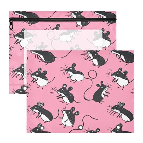 Stiftebox mit Reißverschlussfach, Ordner für 3 Ringe, 2 Stück, Lehrer, Klassenzimmer, Cartoon, niedliches Tier, Schwarz / Rosa Stiftebox mit Reißverschlussfach, Ordner für 3 Ringe, 2 Stück, Lehrer, Klassenzimmer, Cartoon, niedliches Tier, Schwarz / Rosa von KLL