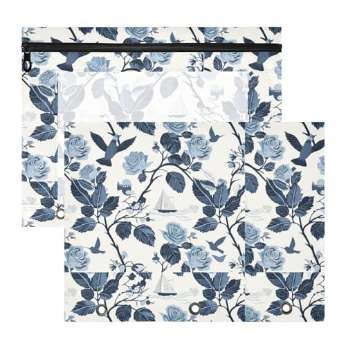 Stiftebox mit glatten Reißverschlüssen, 3-fach Locher, für A4-Papier, Briefe, 2 Stück, Lehrer, Büro, Ozean, Strand, Ozean, Stil Rosen Stiftebox mit glatten Reißverschlüssen, 3-fach Locher, für A4-Papier, Briefe, 2 Stück, Lehrer, Büro, Ozean, Strand, Ozean, Stil Rosen von KLL