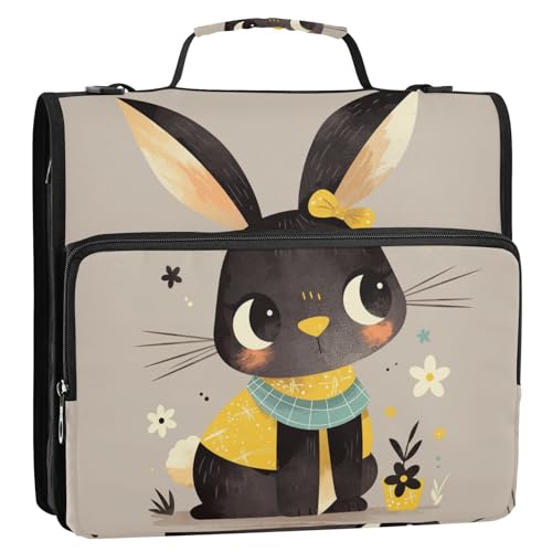 Süßes Cartoon-Design, schwarzes Kaninchen, 3 Ringe, 3,8 cm, Ordner, Reißverschluss mit Griff, wasserdicht, Schulordner, Organizer für Büro, Schule Süßes Cartoon-Design, schwarzes Kaninchen, 3 Ringe, 3,8 cm, Ordner, Reißverschluss mit Griff, wasserdicht, Schulordner, Organizer für Büro, Schule von KLL