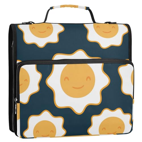 Sunshine Eggs Dokumententasche mit 3 Ringen und Reißverschluss, wasserdicht, Dokumenten-Organizer für Schule/Büro, 3,8 cm Sunshine Eggs Dokumententasche mit 3 Ringen und Reißverschluss, wasserdicht, Dokumenten-Organizer für Schule/Büro, 3,8 cm von KLL