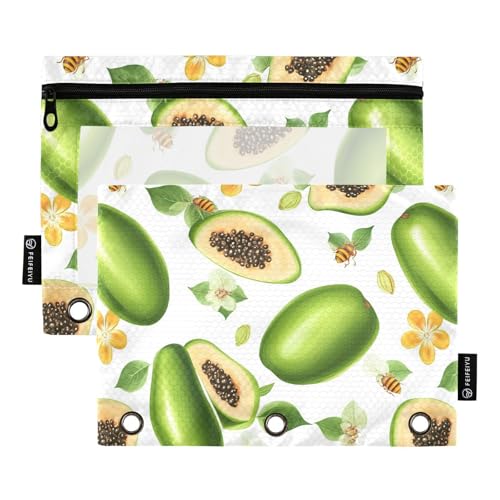 Sweet Pawpaw Federmäppchen mit 3 Löchern für drei Ringe, Ordnertaschen mit Ordnerlöchern für Studenten, Schreibwaren, Organizer, Upplies von KLL