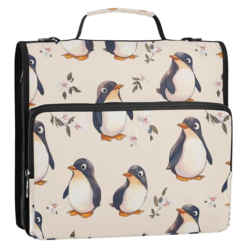 Sweet Pinguin Beige 3,8 cm 3 Ringe School Zipper Binder mit Band Easy to Carry Dokument Organizer für Büro Schule Organizer für Schulplaner Sweet Pinguin Beige 3,8 cm 3 Ringe School Zipper Binder mit Band Easy to Carry Dokument Organizer für Büro Schule Organizer für Schulplaner von KLL