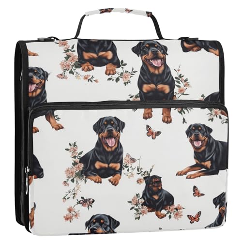Sweet Rottweiler Dogs Ringbuch mit 3 Ringen, Reißverschluss, mit Griff und abnehmbarem Schultergurt, einfach zu tragen, tragbares Portfolio für Büro, Schule, Gestor de documentos, Weiß, 3,8 cm Sweet Rottweiler Dogs Ringbuch mit 3 Ringen, Reißverschluss, mit Griff und abnehmbarem Schultergurt, einfach zu tragen, tragbares Portfolio für Büro, Schule, Gestor de documentos, Weiß, 3,8 cm von KLL