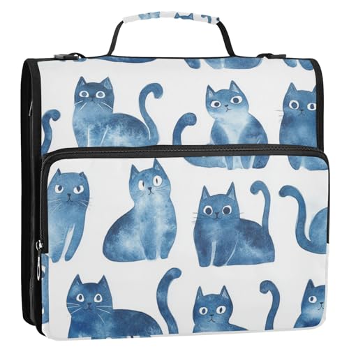 Sweet Russian Bluecats Ringbuch mit 3 Ringen, mit Schultergurt und Griff, leicht zu transportieren, Portfolio-Ordner für Schule und Büro, Clip de Cremallera Resistente Sweet Russian Bluecats Ringbuch mit 3 Ringen, mit Schultergurt und Griff, leicht zu transportieren, Portfolio-Ordner für Schule und Büro, Clip de Cremallera Resistente von KLL
