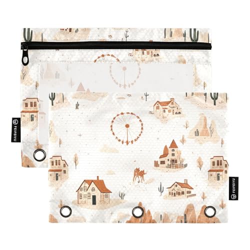Traumfänger im Western-Stil, Boho-Kaktus, klein, für Ringe, Ordner, Organizer mit 3 Löchern, für Bürobedarf von KLL