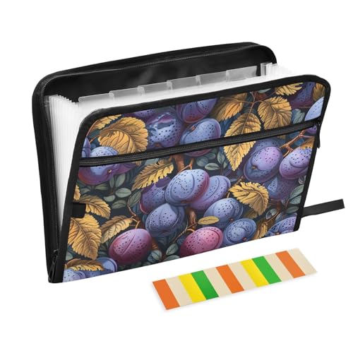 Yummy Pflaumen-Design, erweiterbare Ordner, 13 Taschen, A4, Briefgröße mit Reißverschluss, für Bürobedarf, Fächermappe mit Etiketten, Violett / Braun Yummy Pflaumen-Design, erweiterbare Ordner, 13 Taschen, A4, Briefgröße mit Reißverschluss, für Bürobedarf, Fächermappe mit Etiketten, Violett / Braun von KLL