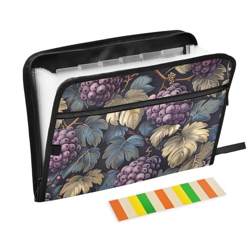 Yummy Traubenmuster, Violett, Herbst-Aktenordner, erweiterbar, 13 Taschen, A4, Briefgröße mit Reißverschluss, für Dokumentenaufbewahrung, Akkordeon, Dokumentenmappe, erweiterbar Yummy Traubenmuster, Violett, Herbst-Aktenordner, erweiterbar, 13 Taschen, A4, Briefgröße mit Reißverschluss, für Dokumentenaufbewahrung, Akkordeon, Dokumentenmappe, erweiterbar von KLL