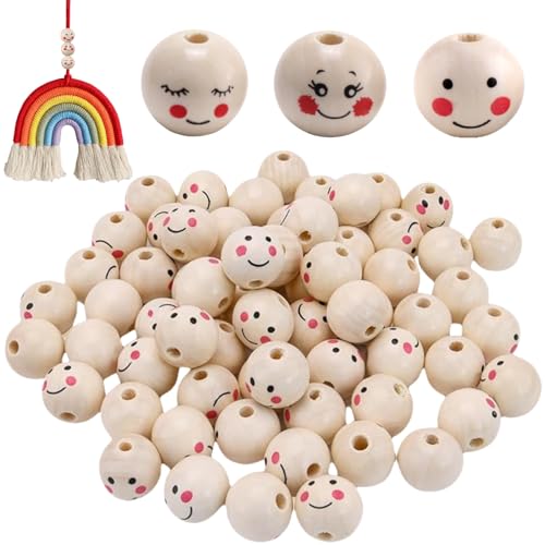 KLLJ Holzkugeln,60pcs Holzperlen mit Gesicht,Holzperlen zum Auffädeln,Holzkugeln mit Gesicht,Rund Holz Perlen,Mini Zwischenperlen,Sorgenwürmchen Zubehör,DIY Handwerk Perlen KLLJ Holzkugeln,60pcs Holzperlen mit Gesicht,Holzperlen zum Auffädeln,Holzkugeln mit Gesicht,Rund Holz Perlen,Mini Zwischenperlen,Sorgenwürmchen Zubehör,DIY Handwerk Perlen von KLLJ