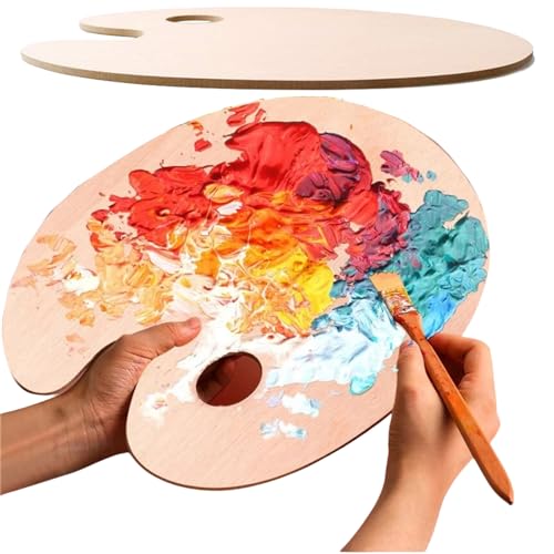 Mischpalette Holz,Holz Palette mit Daumenloch,Mischpalette Farben für Ölfarben Acrylfarben Aquarell,Ovale Kunstpalette Artpalette Antihaft Öl Farbmischpalette,Paletten für Wasserfarben und Öl Malerei von KLLJ