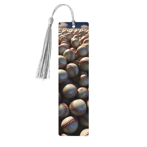 Baseball-Lesezeichen aus Holz für Buchliebhaber, DIY-Lesezeichen aus Holz, zum Aufhängen, mit bunten Quasten, Holzanhänger, Etiketten, Ornamente, ungewöhnliches Geschenk für Männer und Frauen von KLLTYHMU