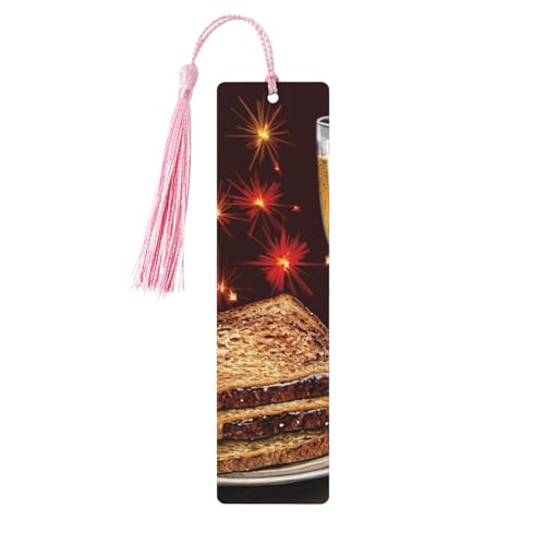 Holz-Lesezeichen für Buchliebhaber, zum Selbermachen, Holzhandwerk, Lesezeichen, Holzanhänger zum Aufhängen mit bunten Quasten, Holzanhänger, Etiketten, Ornamente, ungewöhnliches Geschenk für Männer von KLLTYHMU
