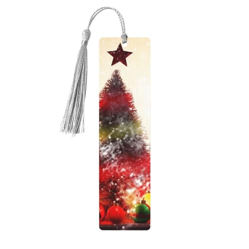 Holz-Lesezeichen für Weihnachtsfeiern, für Buchliebhaber, DIY-Holzhandwerk, Lesezeichen, Holzanhänger mit bunten Quasten, Holzanhänger, Etiketten, Ornamente, ungewöhnliches Geschenk für Männer und von KLLTYHMU