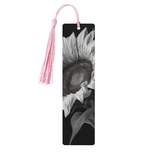 Holz-Lesezeichen mit Sonnenblumen-Motiv, für Buchliebhaber, DIY-Holzhandwerk, Lesezeichen, Holzanhänger mit bunten Quasten, Holzanhänger, Etiketten, Ornamente, ungewöhnliches Geschenk für Männer und von KLLTYHMU