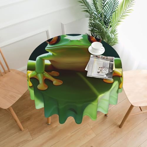 KLLTYHMU Runde Tischdecke, wasserdicht, flecken- und knitterfrei, niedlicher Frosch, dekorative Bauernhaus-Tischdecke für Picknick, Party, Esszimmer, Zuhause, Innen- und Außenbereich KLLTYHMU Runde Tischdecke, wasserdicht, flecken- und knitterfrei, niedlicher Frosch, dekorative Bauernhaus-Tischdecke für Picknick, Party, Esszimmer, Zuhause, Innen- und Außenbereich von KLLTYHMU