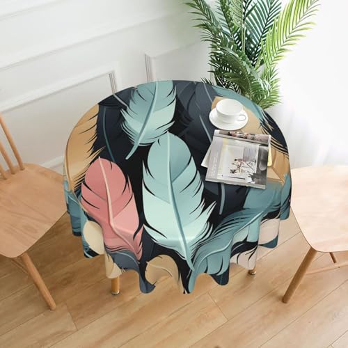 KLLTYHMU Runde Tischdecken, 152,4 cm, wasserdicht, flecken- und knitterfrei, Federdekoration, Bauernhaus-Tischdecke für Picknick, Party, Esszimmer, Zuhause, Innen- und Außenbereich KLLTYHMU Runde Tischdecken, 152,4 cm, wasserdicht, flecken- und knitterfrei, Federdekoration, Bauernhaus-Tischdecke für Picknick, Party, Esszimmer, Zuhause, Innen- und Außenbereich von KLLTYHMU