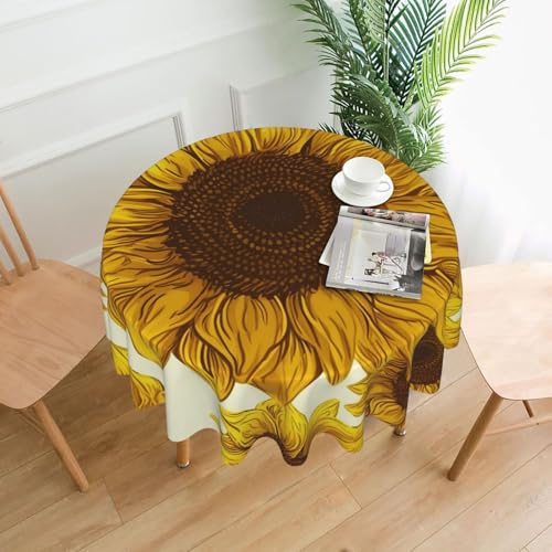 KLLTYHMU Runde Tischdecken, 152,4 cm, wasserdicht, flecken- und knitterfrei, Sonnenblume, dekorative Bauernhaus-Tischdecke für Picknick, Party, Esszimmer, Zuhause, Innen- und Außenbereich KLLTYHMU Runde Tischdecken, 152,4 cm, wasserdicht, flecken- und knitterfrei, Sonnenblume, dekorative Bauernhaus-Tischdecke für Picknick, Party, Esszimmer, Zuhause, Innen- und Außenbereich von KLLTYHMU