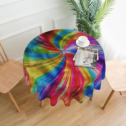 KLLTYHMU Runde Tischdecken, 152,4 cm, wasserdicht, flecken- und knitterfrei, bunte Batik-Tischdecke, dekorative Bauernhaus-Tischdecke für Picknick, Party, Esszimmer, Zuhause, Innen- und Außenbereich KLLTYHMU Runde Tischdecken, 152,4 cm, wasserdicht, flecken- und knitterfrei, bunte Batik-Tischdecke, dekorative Bauernhaus-Tischdecke für Picknick, Party, Esszimmer, Zuhause, Innen- und Außenbereich von KLLTYHMU