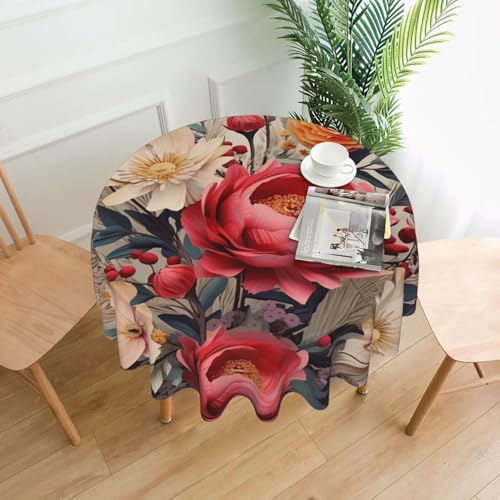 KLLTYHMU Runde Tischdecken, 152,4 cm, wasserdicht, flecken- und knitterfrei, runde Tischdecke, modern, floral, dekorativ, Bauernhaus-Tischdecke für Picknick, Party, Esszimmer, Zuhause, Innen- und KLLTYHMU Runde Tischdecken, 152,4 cm, wasserdicht, flecken- und knitterfrei, runde Tischdecke, modern, floral, dekorativ, Bauernhaus-Tischdecke für Picknick, Party, Esszimmer, Zuhause, Innen- und von KLLTYHMU