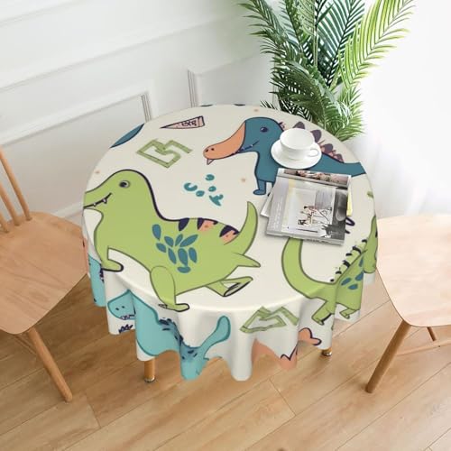 KLLTYHMU Runde Tischdecken, 152,4 cm, wasserdicht, flecken- und knitterfrei, runde Tischdecke, niedlicher Dinosaurier, dekorative Bauernhaus-Tischdecke für Picknick, Party, Esszimmer, Zuhause, Innen KLLTYHMU Runde Tischdecken, 152,4 cm, wasserdicht, flecken- und knitterfrei, runde Tischdecke, niedlicher Dinosaurier, dekorative Bauernhaus-Tischdecke für Picknick, Party, Esszimmer, Zuhause, Innen von KLLTYHMU