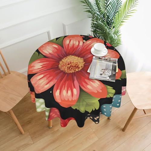KLLTYHMU Runde Tischdecken, wasserdicht, flecken- und knitterfrei, Blumen-Punkte, dekorative Bauernhaus-Tischdecke für Picknick, Party, Esszimmer, Zuhause, Innen- und Außenbereich KLLTYHMU Runde Tischdecken, wasserdicht, flecken- und knitterfrei, Blumen-Punkte, dekorative Bauernhaus-Tischdecke für Picknick, Party, Esszimmer, Zuhause, Innen- und Außenbereich von KLLTYHMU