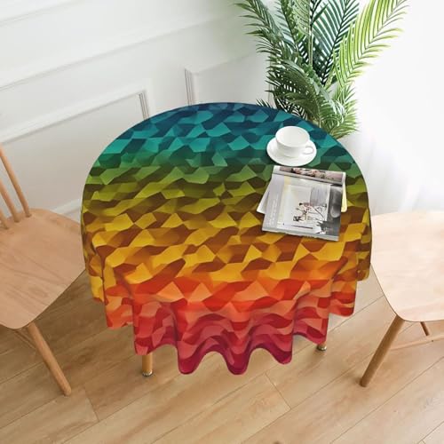 KLLTYHMU Runde Tischdecken, wasserdicht, flecken- und knitterfrei, Farbmuster, dekorative Bauernhaus-Tischdecke für Picknick, Party, Esszimmer, Zuhause, Innen- und Außenbereich KLLTYHMU Runde Tischdecken, wasserdicht, flecken- und knitterfrei, Farbmuster, dekorative Bauernhaus-Tischdecke für Picknick, Party, Esszimmer, Zuhause, Innen- und Außenbereich von KLLTYHMU