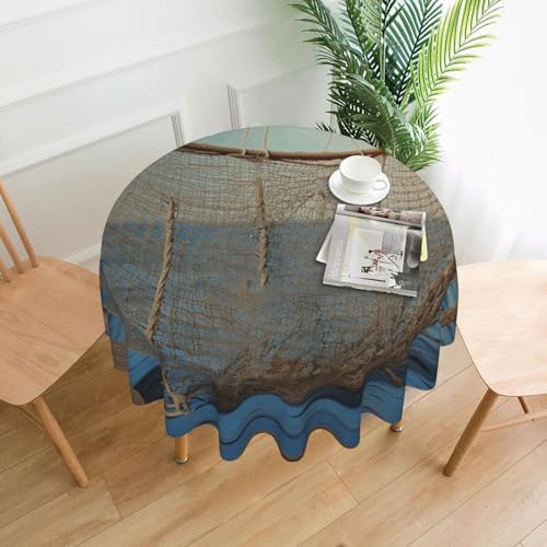KLLTYHMU Runde Tischdecken, wasserdicht, flecken- und knitterfrei, Fischernetze, dekorative Bauernhaus-Tischdecke für Picknick, Party, Esszimmer, Zuhause, Innen- und Außenbereich KLLTYHMU Runde Tischdecken, wasserdicht, flecken- und knitterfrei, Fischernetze, dekorative Bauernhaus-Tischdecke für Picknick, Party, Esszimmer, Zuhause, Innen- und Außenbereich von KLLTYHMU