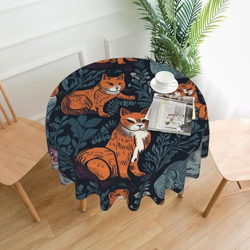 KLLTYHMU Runde Tischdecken, wasserdicht, flecken- und knitterfrei, Katzendruck, dekorative Bauernhaus-Tischdecke für Picknick, Party, Esszimmer, Zuhause, Innen- und Außenbereich KLLTYHMU Runde Tischdecken, wasserdicht, flecken- und knitterfrei, Katzendruck, dekorative Bauernhaus-Tischdecke für Picknick, Party, Esszimmer, Zuhause, Innen- und Außenbereich von KLLTYHMU