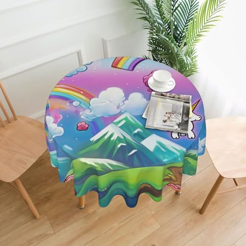 KLLTYHMU Runde Tischdecken, wasserdicht, flecken- und knitterfrei, Regenbogen-Tischdecke, dekorativ, Bauernhaus-Tischdecke für Picknick, Party, Esszimmer, Zuhause, Innen- und Außenbereich KLLTYHMU Runde Tischdecken, wasserdicht, flecken- und knitterfrei, Regenbogen-Tischdecke, dekorativ, Bauernhaus-Tischdecke für Picknick, Party, Esszimmer, Zuhause, Innen- und Außenbereich von KLLTYHMU