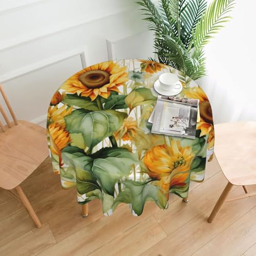 KLLTYHMU Runde Tischdecken, wasserdicht, flecken- und knitterfrei, Sonnenblume und Mais, dekorative Bauernhaus-Tischdecke für Picknick, Party, Esszimmer, Zuhause, Innen- und Außenbereich KLLTYHMU Runde Tischdecken, wasserdicht, flecken- und knitterfrei, Sonnenblume und Mais, dekorative Bauernhaus-Tischdecke für Picknick, Party, Esszimmer, Zuhause, Innen- und Außenbereich von KLLTYHMU