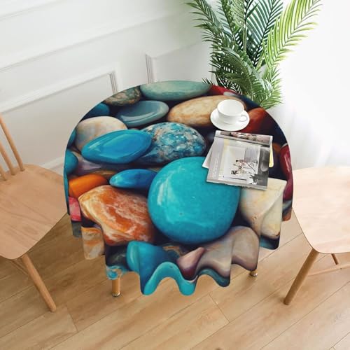 KLLTYHMU Runde Tischdecken, wasserdicht, flecken- und knitterfrei, bunte Steine, dekorative Bauernhaus-Tischdecke für Picknick, Party, Esszimmer, Zuhause, Innen- und Außenbereich KLLTYHMU Runde Tischdecken, wasserdicht, flecken- und knitterfrei, bunte Steine, dekorative Bauernhaus-Tischdecke für Picknick, Party, Esszimmer, Zuhause, Innen- und Außenbereich von KLLTYHMU