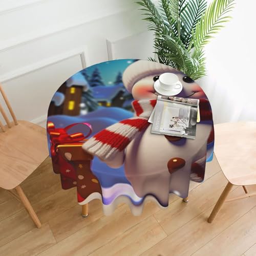 KLLTYHMU Runde Tischdecken, wasserdicht, flecken- und knitterfrei, niedlicher Schneemann, dekorative Bauernhaus-Tischdecke für Picknick, Party, Esszimmer, Zuhause, Innen- und Außenbereich KLLTYHMU Runde Tischdecken, wasserdicht, flecken- und knitterfrei, niedlicher Schneemann, dekorative Bauernhaus-Tischdecke für Picknick, Party, Esszimmer, Zuhause, Innen- und Außenbereich von KLLTYHMU