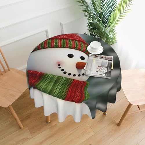 KLLTYHMU Runde Tischdecken, wasserdicht, flecken- und knitterfrei, rund, Motiv: Smile Gaze Schneemann, dekorative Bauernhaus-Tischdecke für Picknick, Party, Esszimmer, Zuhause, Innen- und Außenbereich KLLTYHMU Runde Tischdecken, wasserdicht, flecken- und knitterfrei, rund, Motiv: Smile Gaze Schneemann, dekorative Bauernhaus-Tischdecke für Picknick, Party, Esszimmer, Zuhause, Innen- und Außenbereich von KLLTYHMU