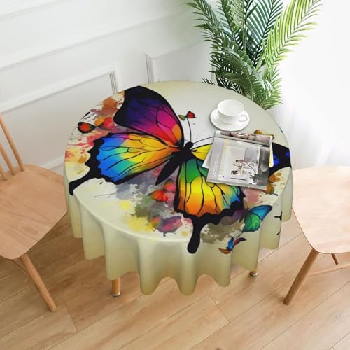 KLLTYHMU Runde Tischdecken, wasserdicht, flecken- und knitterfrei, runde Tischdecke, Schmetterling, dekorative Bauernhaus-Tischdecke für Picknick, Party, Esszimmer, Zuhause, Innen- und Außenbereich KLLTYHMU Runde Tischdecken, wasserdicht, flecken- und knitterfrei, runde Tischdecke, Schmetterling, dekorative Bauernhaus-Tischdecke für Picknick, Party, Esszimmer, Zuhause, Innen- und Außenbereich von KLLTYHMU
