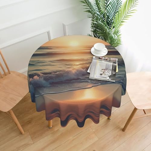 KLLTYHMU Runde Tischdecken, wasserdicht, flecken- und knitterfrei, runde Tischdecke, Strand, Sonnenuntergang, dekorative Bauernhaus-Tischdecke für Picknick, Party, Esszimmer, Zuhause, Innen- und KLLTYHMU Runde Tischdecken, wasserdicht, flecken- und knitterfrei, runde Tischdecke, Strand, Sonnenuntergang, dekorative Bauernhaus-Tischdecke für Picknick, Party, Esszimmer, Zuhause, Innen- und von KLLTYHMU