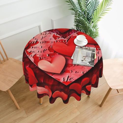 KLLTYHMU Runde Tischdecken, wasserdicht, flecken- und knitterfrei, runde Tischdecke, rote Herzen, dekorative Bauernhaus-Tischdecke für Picknick, Party, Esszimmer, Zuhause, Innen- und Außenbereich KLLTYHMU Runde Tischdecken, wasserdicht, flecken- und knitterfrei, runde Tischdecke, rote Herzen, dekorative Bauernhaus-Tischdecke für Picknick, Party, Esszimmer, Zuhause, Innen- und Außenbereich von KLLTYHMU
