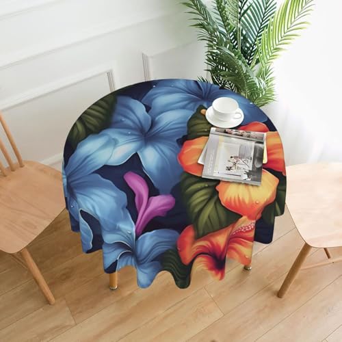 KLLTYHMU Runde Tischdecken, wasserdicht, flecken- und knitterfrei, tropisches Blumenmuster, dekorative Bauernhaus-Tischdecke für Picknick, Party, Esszimmer, Zuhause, Innen- und Außenbereich KLLTYHMU Runde Tischdecken, wasserdicht, flecken- und knitterfrei, tropisches Blumenmuster, dekorative Bauernhaus-Tischdecke für Picknick, Party, Esszimmer, Zuhause, Innen- und Außenbereich von KLLTYHMU