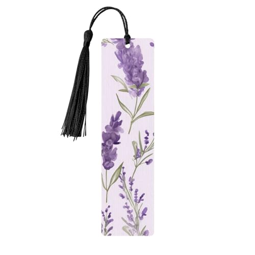 Lavendel-Lesezeichen für Buchliebhaber, DIY-Holzhandwerk, Lesezeichen, Holzanhänger mit bunten Quasten, Holzanhänger, Etiketten, Ornamente, ungewöhnliches Geschenk für Männer und Frauen von KLLTYHMU