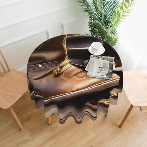 Runde Tischdecke, wasserdicht, flecken- und knitterfrei, Cowboyhut und Stiefel, dekorative Bauernhaus-Tischdecke für Picknick, Party, Esszimmer, Zuhause, Innen- und Außenbereich Runde Tischdecke, wasserdicht, flecken- und knitterfrei, Cowboyhut und Stiefel, dekorative Bauernhaus-Tischdecke für Picknick, Party, Esszimmer, Zuhause, Innen- und Außenbereich von KLLTYHMU