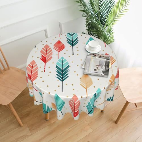 Runde Tischdecke, wasserdicht, flecken- und knitterfrei, runde Tischdecke, Koralle und blaugrüne Pfeile, dekorative Bauernhaus-Tischdecke für Picknick, Party, Esszimmer, Zuhause, Innen- und Runde Tischdecke, wasserdicht, flecken- und knitterfrei, runde Tischdecke, Koralle und blaugrüne Pfeile, dekorative Bauernhaus-Tischdecke für Picknick, Party, Esszimmer, Zuhause, Innen- und von KLLTYHMU