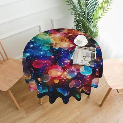 Runde Tischdecken, 152,4 cm, wasserdicht, flecken- und knitterfrei, bunte Regenbogen-Sterne, dekorative Bauernhaus-Tischdecke für Picknick, Party, Esszimmer, Zuhause, Innen- und Außenbereich Runde Tischdecken, 152,4 cm, wasserdicht, flecken- und knitterfrei, bunte Regenbogen-Sterne, dekorative Bauernhaus-Tischdecke für Picknick, Party, Esszimmer, Zuhause, Innen- und Außenbereich von KLLTYHMU