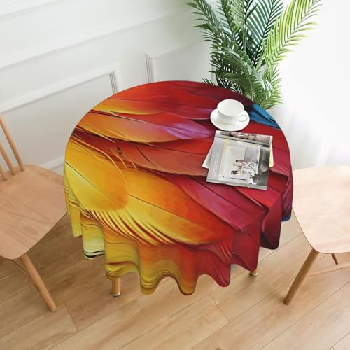 Runde Tischdecken, 152,4 cm, wasserdicht, flecken- und knitterfrei, fantastische Papageienfedern, dekorative Bauernhaus-Tischdecke für Picknick, Party, Esszimmer, Zuhause, Innen- und Außenbereich Runde Tischdecken, 152,4 cm, wasserdicht, flecken- und knitterfrei, fantastische Papageienfedern, dekorative Bauernhaus-Tischdecke für Picknick, Party, Esszimmer, Zuhause, Innen- und Außenbereich von KLLTYHMU
