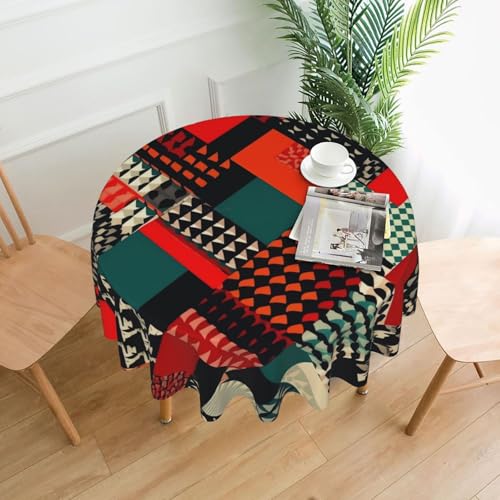Runde Tischdecken, 152,4 cm, wasserdicht, flecken- und knitterfrei, kreisförmig, diagonales geometrisches Muster, dekorative Bauernhaus-Tischdecke für Picknick, Party, Esszimmer, Zuhause, Innen- und Runde Tischdecken, 152,4 cm, wasserdicht, flecken- und knitterfrei, kreisförmig, diagonales geometrisches Muster, dekorative Bauernhaus-Tischdecke für Picknick, Party, Esszimmer, Zuhause, Innen- und von KLLTYHMU