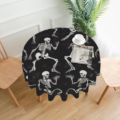 Runde Tischdecken, 152,4 cm, wasserdicht, flecken- und knitterfrei, runde Tischdecke, interessante Skelett-Tischdecke für Picknick, Party, Esszimmer, Zuhause, Innen- und Außenbereich Runde Tischdecken, 152,4 cm, wasserdicht, flecken- und knitterfrei, runde Tischdecke, interessante Skelett-Tischdecke für Picknick, Party, Esszimmer, Zuhause, Innen- und Außenbereich von KLLTYHMU