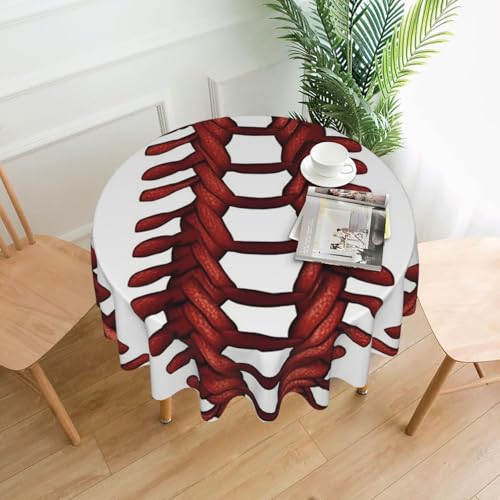 Runde Tischdecken, wasserdicht, flecken- und knitterfrei, Baseball-Tischdecke, Softball-Schnürsenkel, dekorative Bauernhaus-Tischdecke für Picknick, Party, Esszimmer, Zuhause, Innen- und Außenbereich Runde Tischdecken, wasserdicht, flecken- und knitterfrei, Baseball-Tischdecke, Softball-Schnürsenkel, dekorative Bauernhaus-Tischdecke für Picknick, Party, Esszimmer, Zuhause, Innen- und Außenbereich von KLLTYHMU