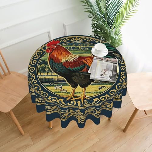 Runde Tischdecken, wasserdicht, flecken- und knitterfrei, Landhausstil, Bauernhoftiere, dekorative Bauernhaus-Tischdecke für Picknick, Party, Esszimmer, Zuhause, Innen- und Außenbereich Runde Tischdecken, wasserdicht, flecken- und knitterfrei, Landhausstil, Bauernhoftiere, dekorative Bauernhaus-Tischdecke für Picknick, Party, Esszimmer, Zuhause, Innen- und Außenbereich von KLLTYHMU